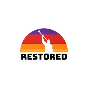 3 x 4 engel Moroni hersteld vinyl sticker sticker - zomer stijl retro zonsondergang trompetterende engel silhouet, partijgunst, cadeau voor hem en haar