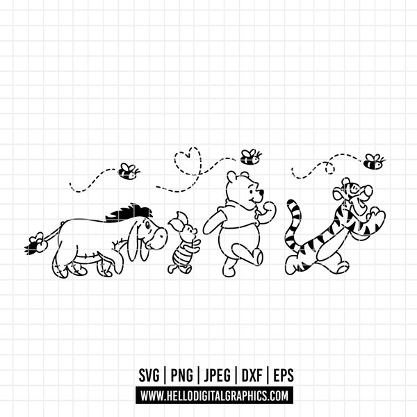 Winnie The Pooh Outline Etsy Winnie The Pooh Outline Etsy