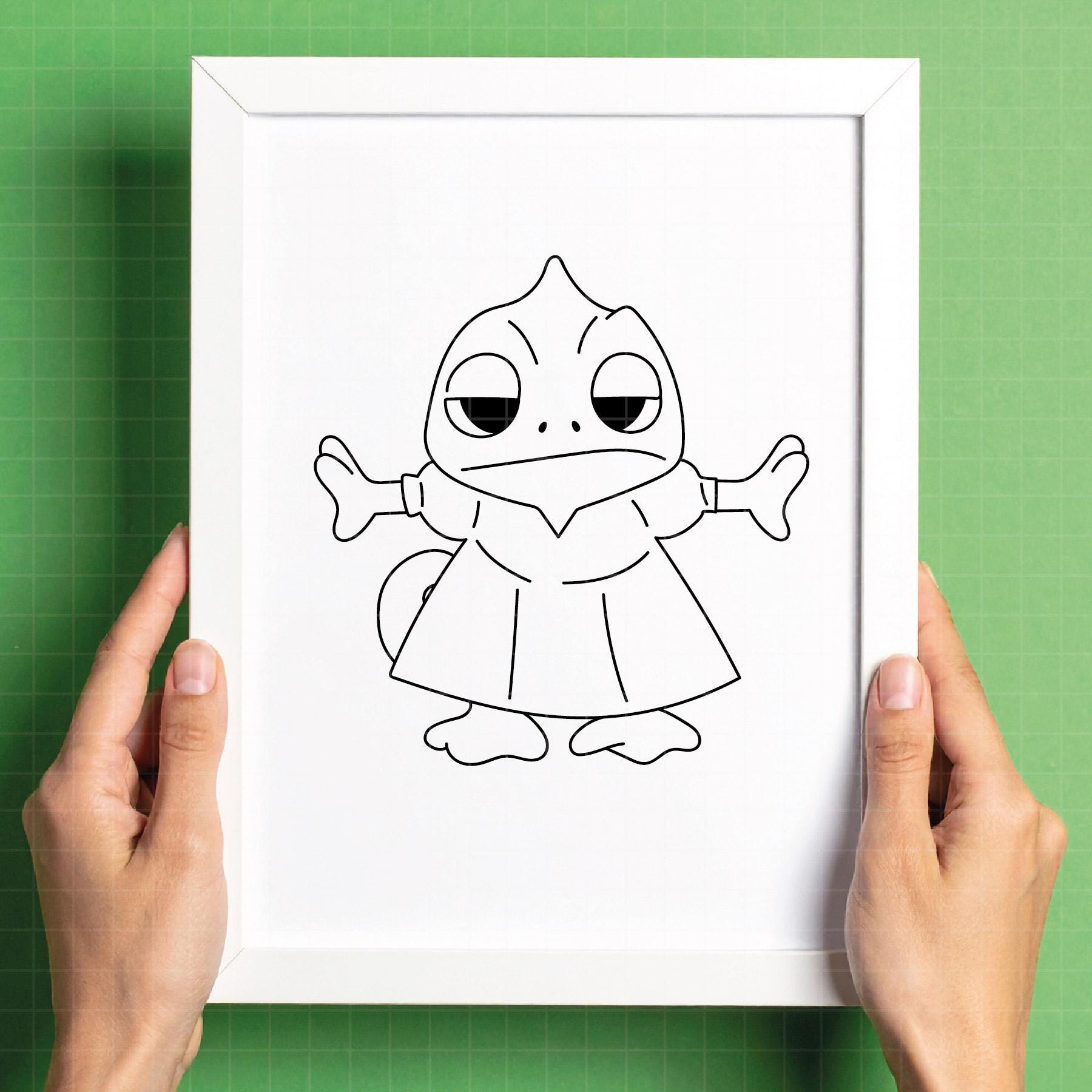 Pascal Line Draw 5298 - Pascal Rapunzel Mode Line Art Svg, Eps, Png, Dxf, Jpeg. Disneyy ...