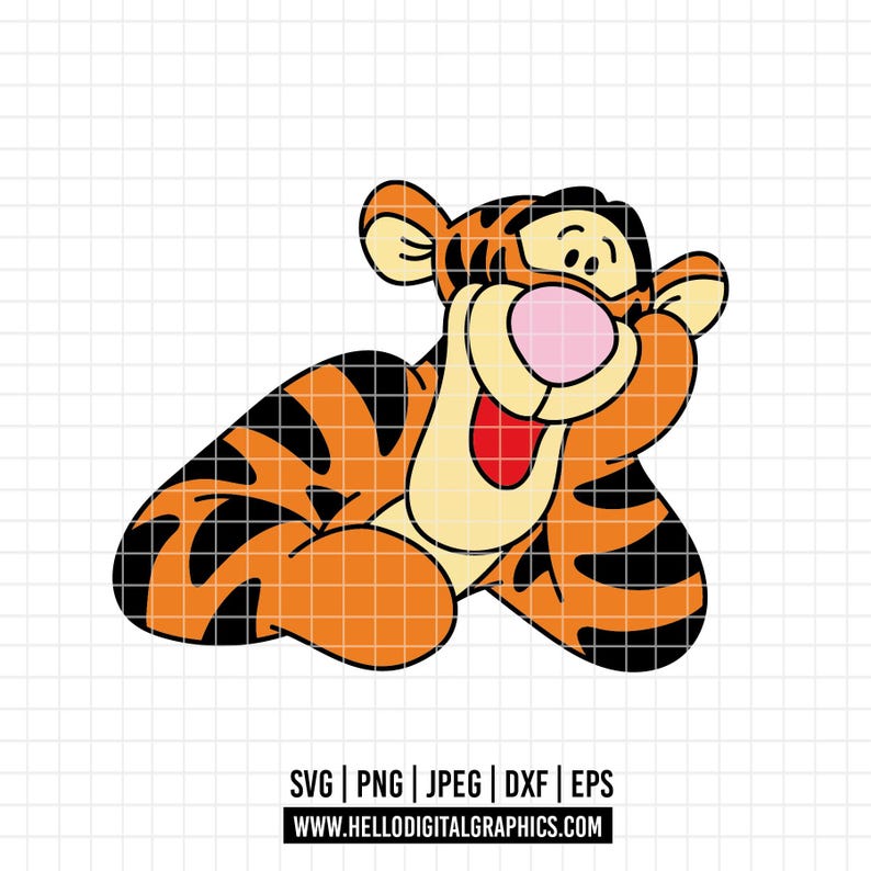Tigger Vector File 4598 - Tigger Smiling Dtf Full Color Svg, Eps, Png, Dxf, Jpeg. Disneyy ...