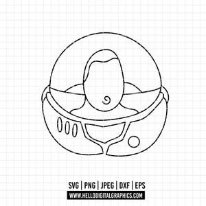 Può includere: Illustrazione in bianco e nero di una persona con un casco spaziale. Il casco ha una parte superiore arrotondata e un pannello frontale dettagliato con il numero "000". L'immagine include informazioni sul tipo di file e un indirizzo web.