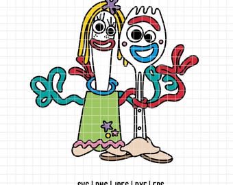 6228 - Forky & Knifey smiling Toy Story dtf full color Svg, Eps, Png, Jpeg, Dxf. Disneyy cricut Toy Story