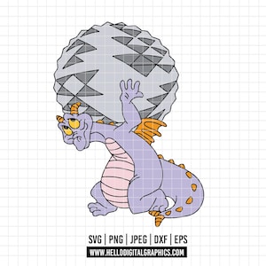 May include: A cartoon illustration of a purple dragon with orange wings and accents, holding a gray geometric sphere. The dragon is sitting down and has a tired expression. The image includes file type icons and a website address.