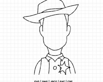 5695 - Sheriff Woody outline Svg, Eps, Png, Dxf, Jpeg. Disneyy Toy Story dtf