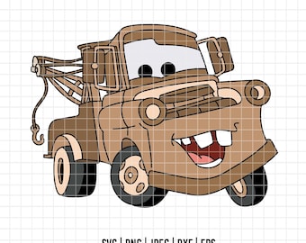 5929 - Mater sonriendo dtf a todo color Svg, Eps, Png, Dxf, Jpeg. Disneyy Cars dtf
