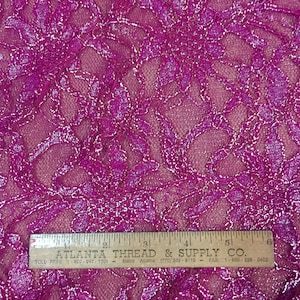 Burgundy Wine Lace with Silver Foil 4-way Stretch Lace