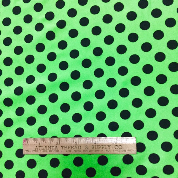 Neon Green with Black 1/2" Polka Dots Nylon Spandex