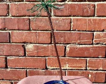 Metal Palm Tree, Silver/Natural, or Living Color, 14” Tall, Horseshoe Art