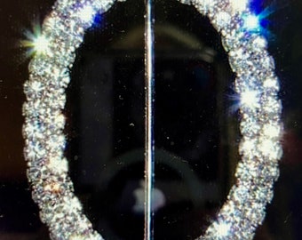 2 Inch Crystal Rhinestone Oval Double Row Buckle