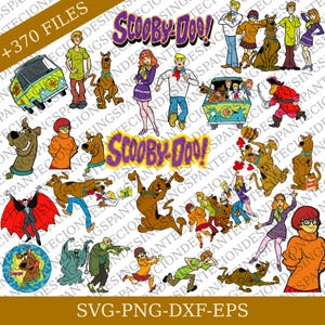 Paquete de Scooby-Doo SVG, PNG, DXF y EPS, archivos de corte de dibujos animados, imágenes prediseñadas digitales, siluetas de Cricut, diseño de sublimación