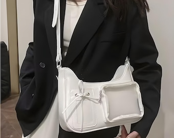 Silver PU Leather Ita Bag, Kawaii Shoulder Bag, Anime Pin Purse