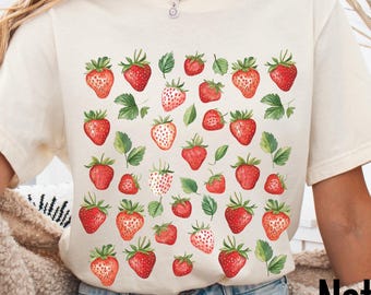 Cute Strawberry Tshirt | Summer Strawberry Shirt | Cottagecore Berries Tshirt | Strawberry Aesthetic | Botanical Garden Tshirt| Summer Shirt