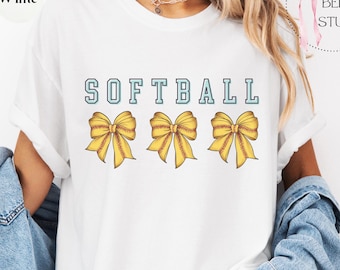 Softball Season Shirt, Sports Tshirt, Softball Tee, Game Day Tees, Softball Gift Shirt, Sports Mom, Softball Bow Tee, Coquette Softball Tee