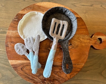 Felt Kitchen Utensils PDF Pattern | Play Kitchen Tools Sewing Pattern | DIY Felt Toy Template | Pretend Play Accessories