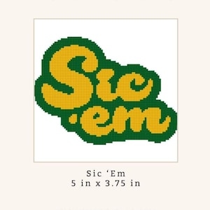 Sic Em Needlepoint PDF Stitch Chart, Baylor Sic Em Needlepoint Canvas PDF, Digital Needlepoint Pattern PDF, 18 Mesh Needlepoint pdf