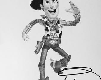 Woody (Toy story ) drawing with signature. Digital print
