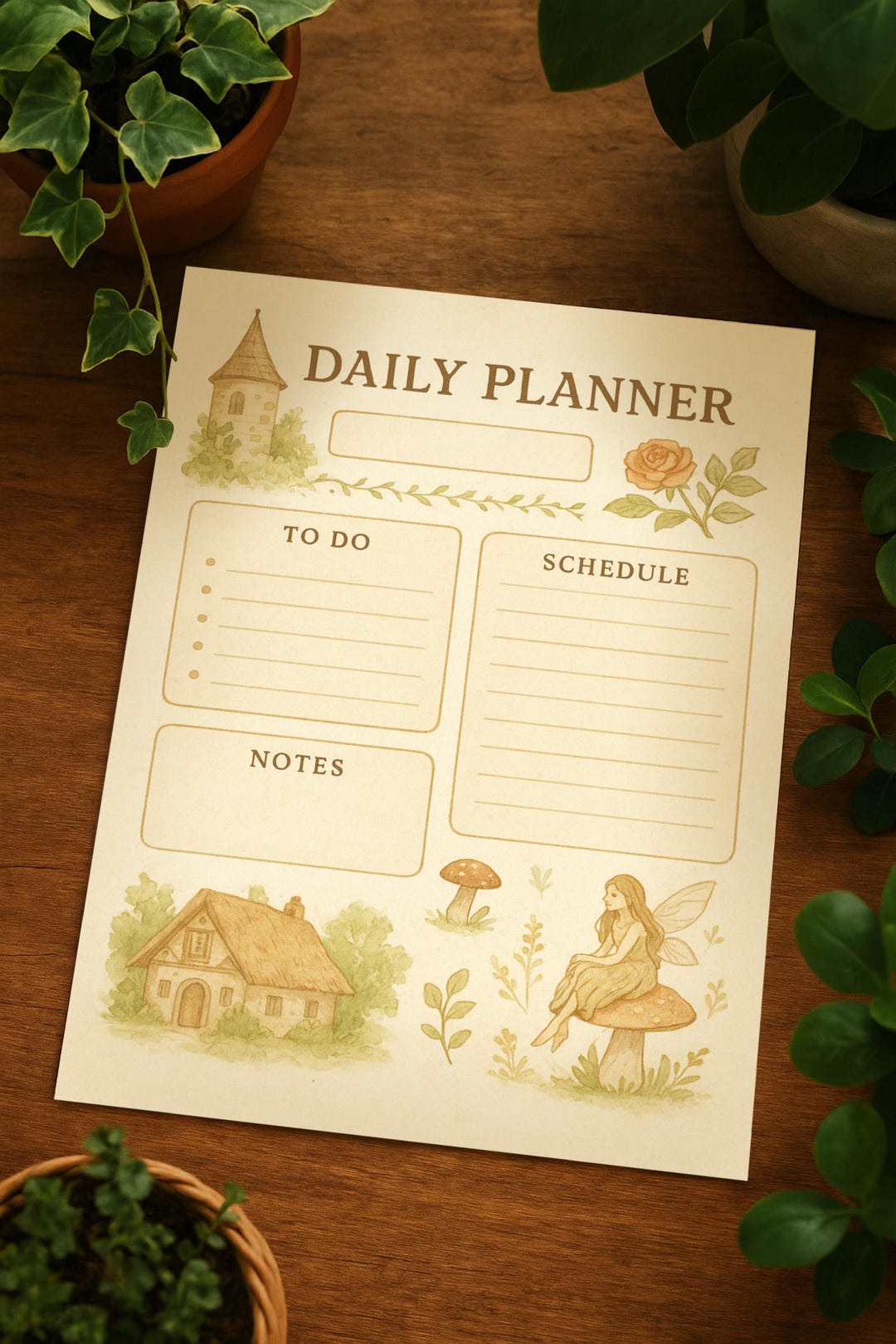 Cottagecore Daily Planner Fantasy Aesthetic Page Nature Journal ...