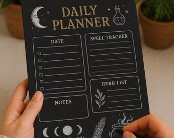Witchy Tagesplaner Mondphase Digitaler Planer Seite Spell Tracker Kräuterliste Hexerei Printable Magischer Planer Ästhetik Dark Fantasy