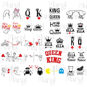 20 Diseños para parejas, enamorados. Playeras, poleras, camisetas. Diseños listos para corte, descarga Instantánea.
