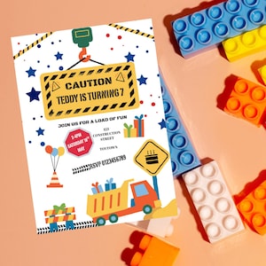 Construction Themed Birthday Invitation | Editable Canva Template | Birthday Invite | DIY Party Invite | Digital Download