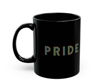 Taza negra Rainbow Pride (325 ml, 433 ml), taza de café LGBTQ, taza de té colorida con amor, regalo LGBT, taza de chocolate caliente con mensaje de igualdad
