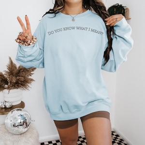 Satire Quote Unisex Sweatshirt, Funny Crewneck Jumper, Sarcastic Do You Know What I Mean, Gift for Humor Lovers, Casual Top, Novelty