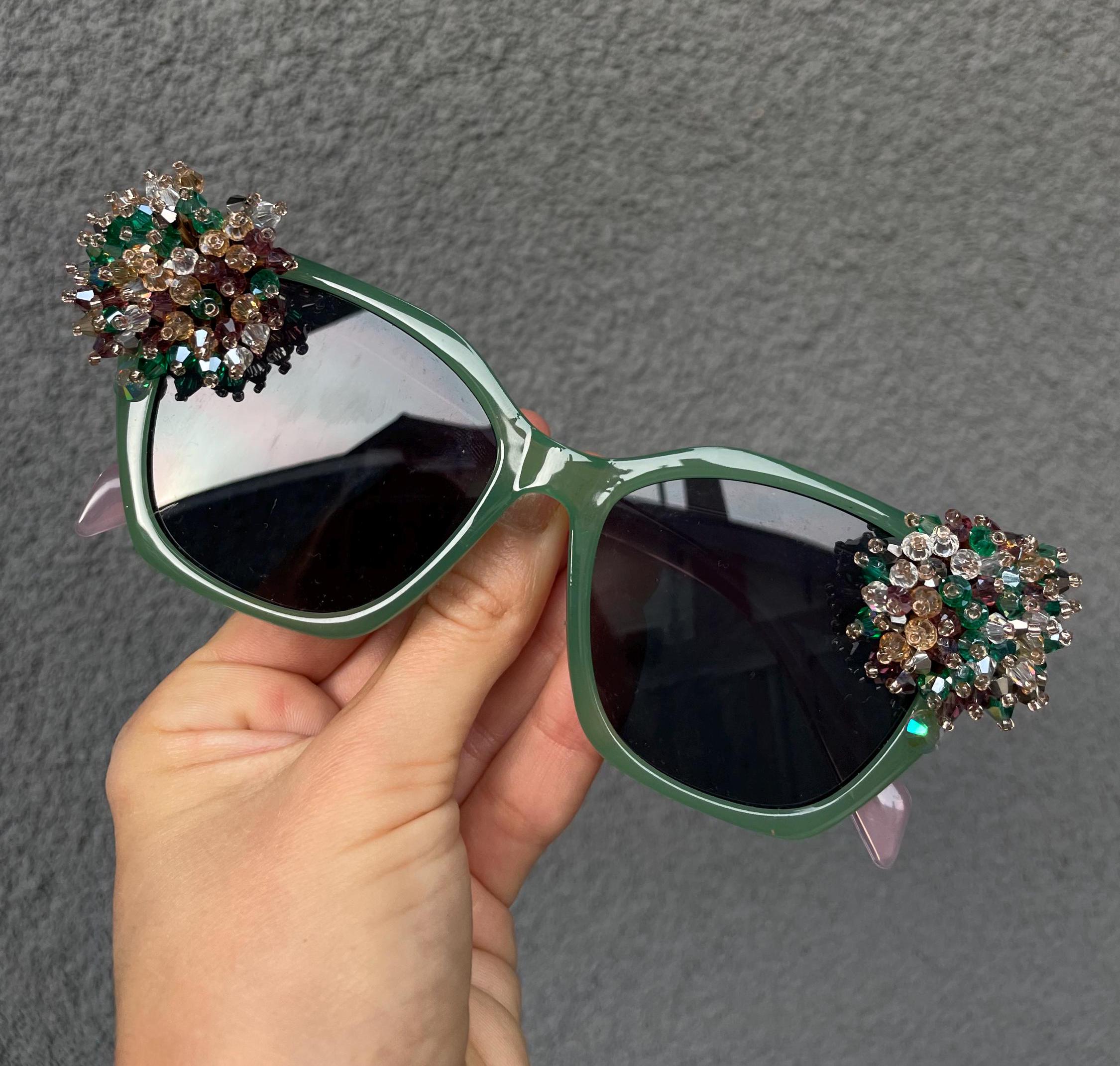?Gorgeous bejeweled sunglasses? Boujee Babe Turquoise Beaded Sunglasses – Dani Morgans main image 3