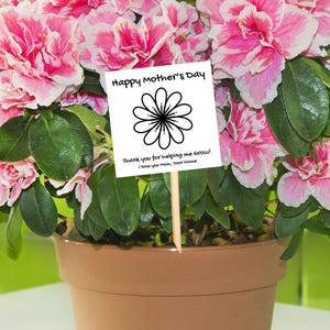 Artesanato para colorir com flores para o Dia das Mães | Modelo para imprimir no Canva | Cartão-presente para a vovó | Atividade DIY fácil | Projeto de sala de aula infantil para a mãe