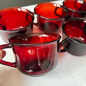 Vintage Arcoroc Ruby Red Glass Tea Cups – Set of 8 Coffee Dessert Juice Glasses