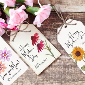 Geschenkanhänger zum Muttertag – Vorlage zum selbst ausdrucken Florale Original Kunst | Einfaches DIY für Mama | Personalisieren Sie Handwerk für Oma | Bearbeitbarer Canva-Download