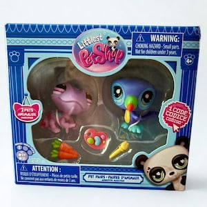 NIB Littlest Pet Shop Artsy Pals Haustierpaare | Blautukan #31 | Lila Chamäleon #27 | G7 Hasbro 2023 | Sammler Spielzeug | Nagelneu in der Box