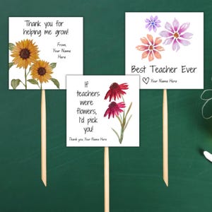 Sjablonen voor leraren bedankje bloem: personaliseren en afdrukken Classroom Appreciation | Cadeau kinderdagverblijf | Canva-sjabloon direct downloaden