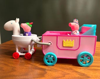 Vintage Peppa Pig Princess Carriage Toy Set Jazwares 2003
