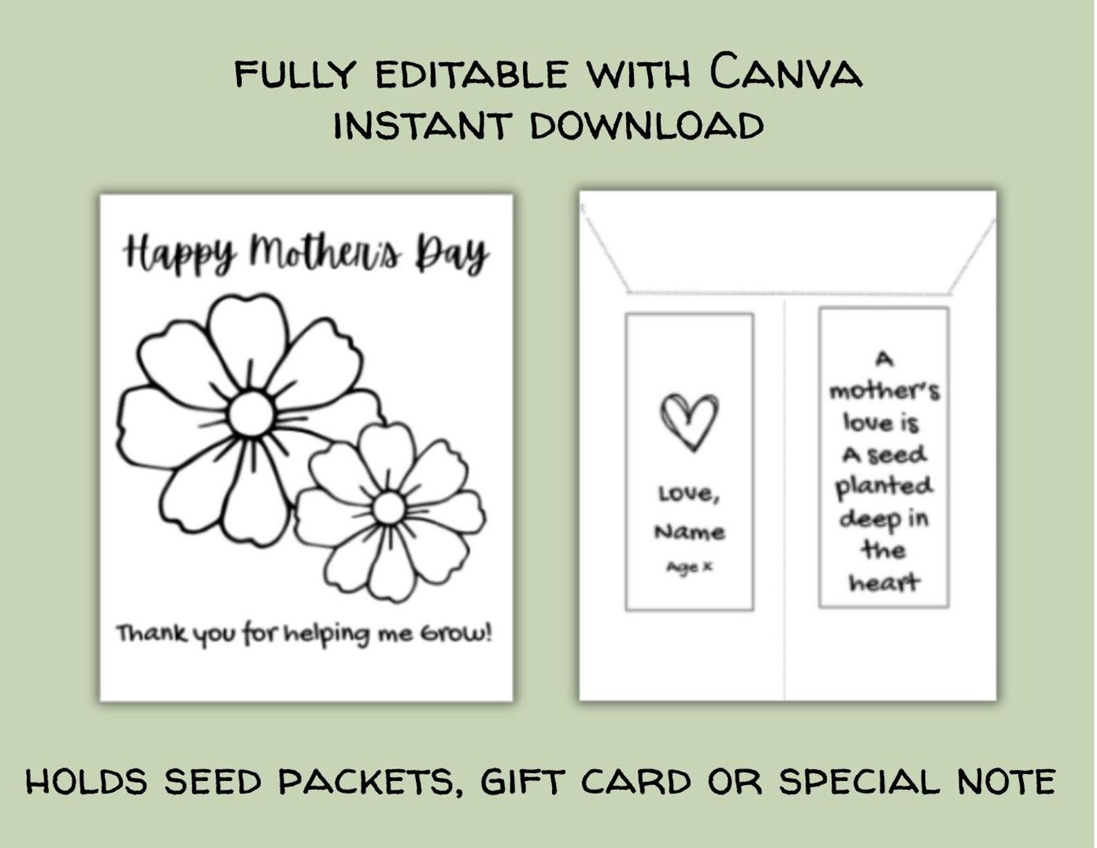 Printable Mother’s Day Seed Packet Template – Editable Kids Coloring ...