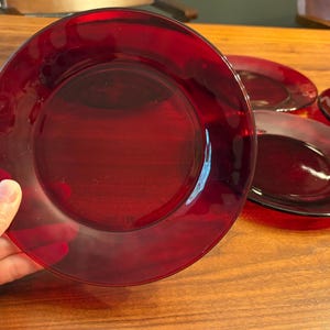 Vintage Anchor Hocking Fire-King Royal Ruby Luncheon Salad Plates – Set of 6