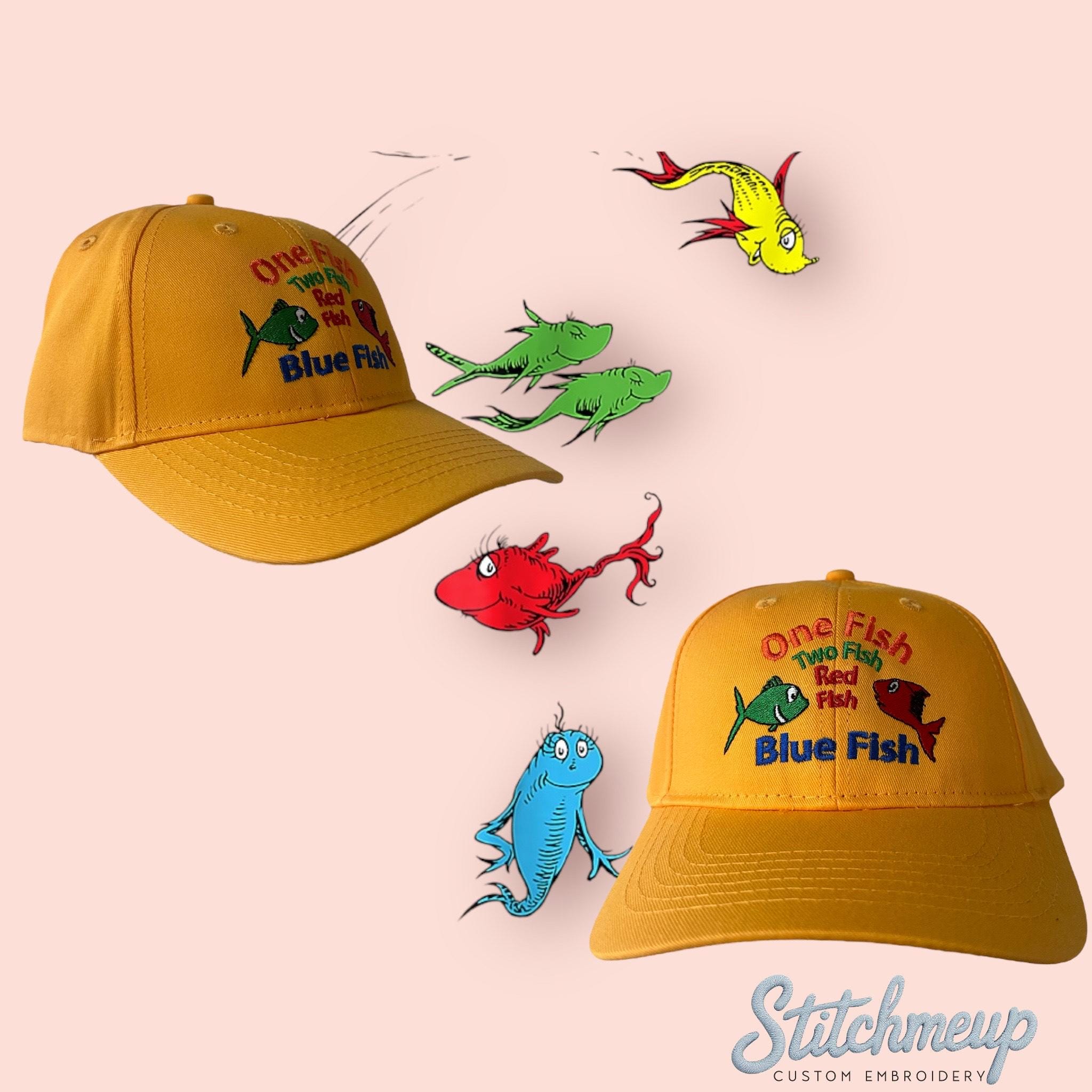 One Fish Two Fish Red Fish Blue Fish Yellow Embroidered Youth Cap