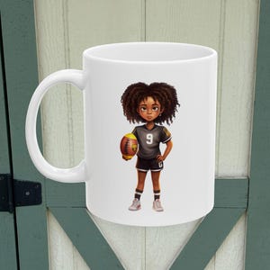 Football Girl Ceramic Mug, Sports Fan Coffee Cup, Soccer Player Tea Mug, Gift for Athlete, Athletic Team Mug, Women&#39;s Soccer Coach Gift