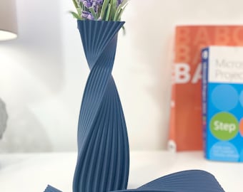 NAVY BLUE Vase Modern contemporary vase | Modern & Minimalist 3D Printed Vase | Unique Home Decor for Dried Flowers  | Statement Centerpiece