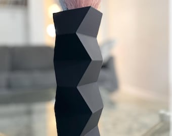 Black Modern Vase: 3D Printed Minimalist Home Decor Centerpiece