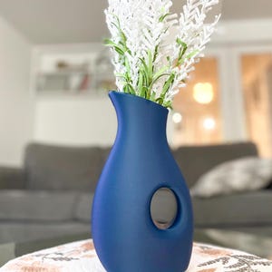 Navy Blue Vase Modern Contemporary Vase | Modern & Minimalist 3D Printed Vase |Unique Home Decor for Dried Flowers |Statement Centerpiece