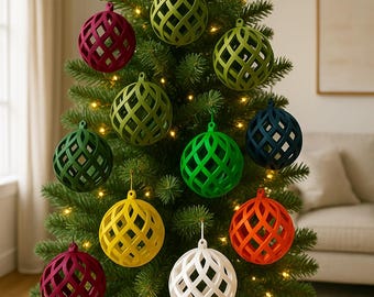 3D Printable Christmas Bauble STL| Christmas Ornaments STL File – Eco Friendly Ribbed Ball Ornament | Christmas Gift(Digital Download)