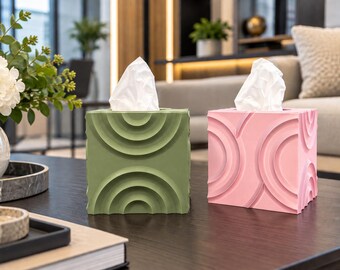 Square Tissue Box Cover  - Kleenex Box Cover 3D Printed - Tissue Holder -Modern Home Decor - Bathroom Decor - Housewarming Gift -Tissue Box