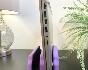 Vertical Laptop stand, Dual laptop holder, MacBook vertical stand, MacBook dock, desk setup, 3D Printed Laptop Stand Minimalist MacBook Pro