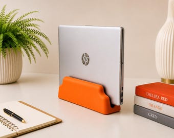 Vertical Laptop stand, laptop holder, MacBook vertical stand, MacBook dock, desk setup, 3D Printed Laptop Stand: Minimalist MacBook Pro Dock