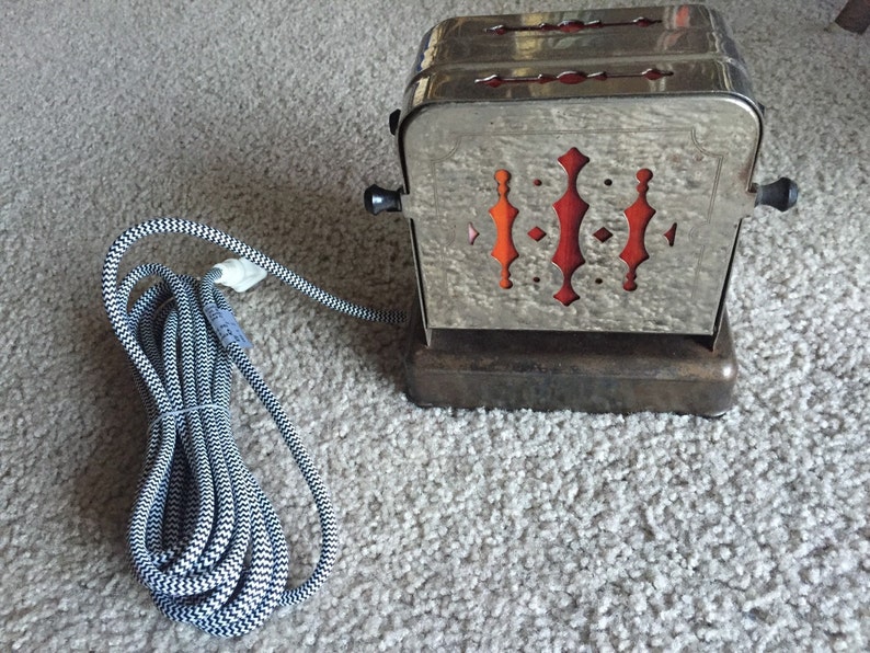 1930s Chrome Toaster lamp red glass