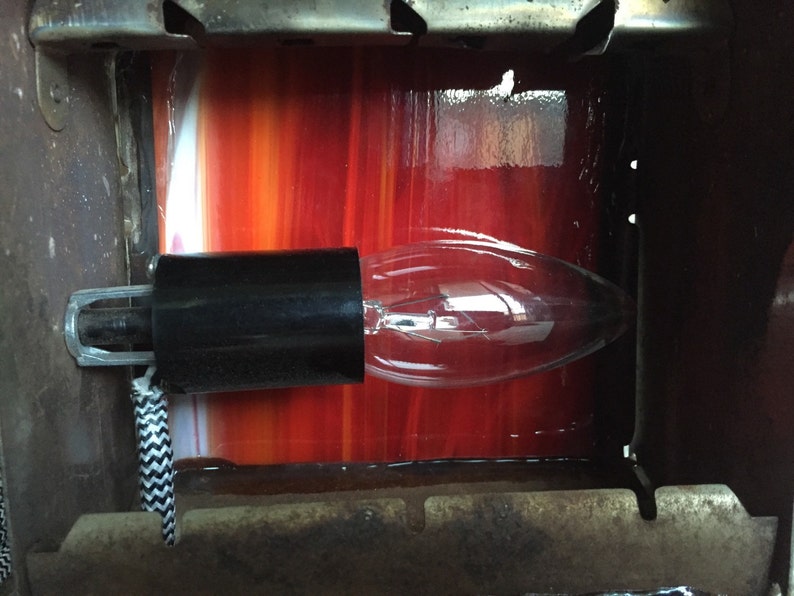 1930s Chrome Toaster lamp red glass