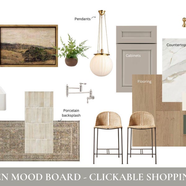 Premade Modern Kitchen Mood Board Design, Virtual Interior Design Service, E-Design Service, Home Decor, Instant Download Design