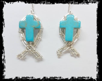 Cross Icthus Earrings