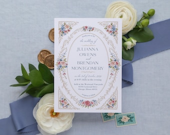 Editable Wedding Invitation Template | Romantic Vintage Floral Wedding Invite | Customizable Canva Instant Digital Download