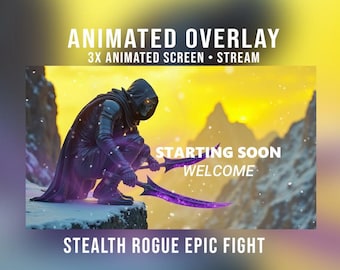 Paquete de superposiciones épicas de Twitch de Stealth Rogue: Colección de RPG de pantalla de transmisión de Obs